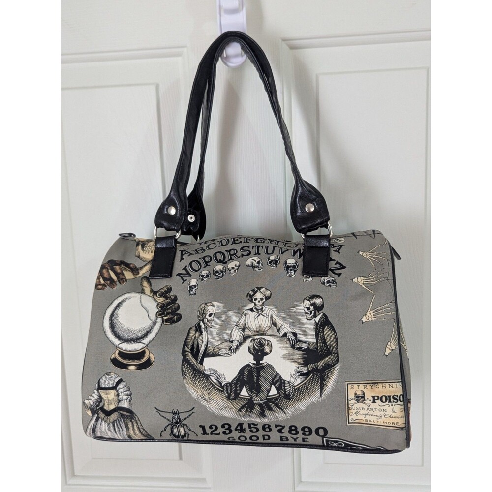 Handmade Halloween Doctor Bag Purse Gray Ouija Goth Punk Skulls Witchcore Cat